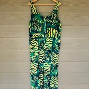 Green and Yellow Funky Green Yellow Jumpsuit Pants Romper One Piece Bali Surf